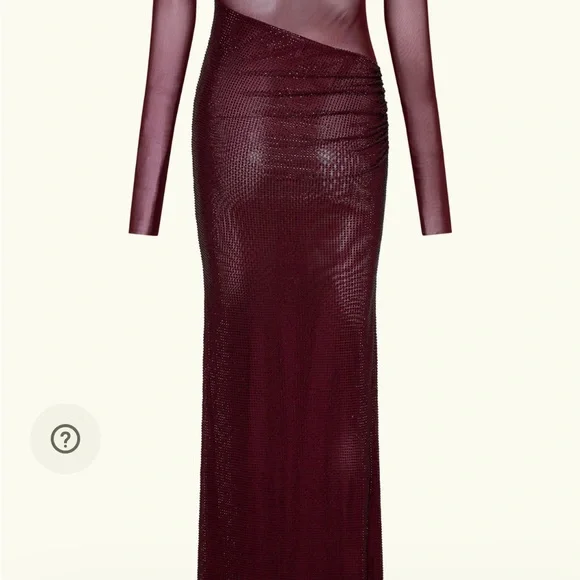 Meshki Burgundy One-Shoulder Sequin Gown - Picture 7 of 8